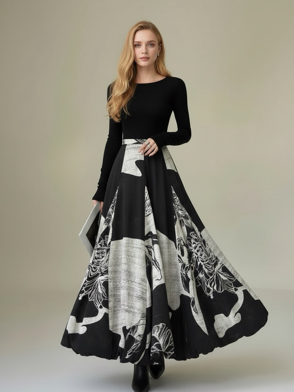 Commense Bud Waist Side-Zipper Midi Skirt - Picture 2 of 14